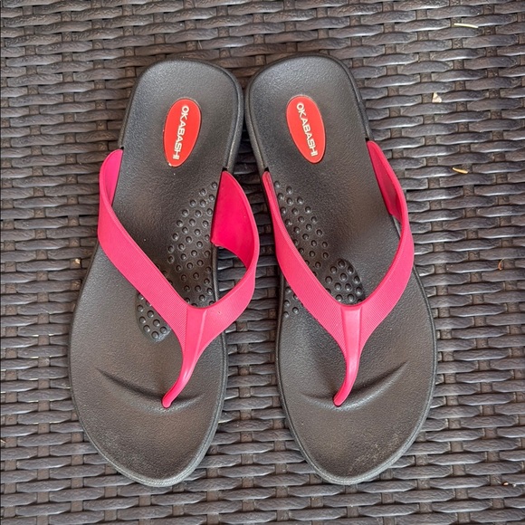 Okabashi Pink and Black Women's Sandals - Picture 1 of 4